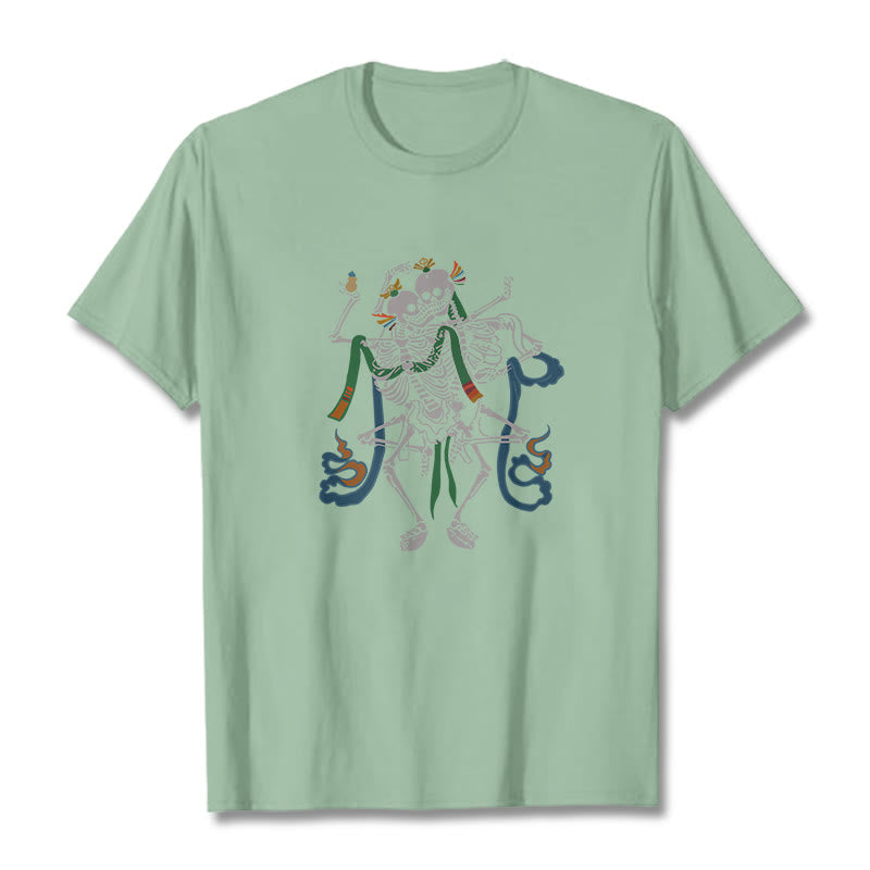 Buddha Stones Tibetan The Lord Of The Corpse Forest Design Tee T-shirt - Pale Green - 2XL - image 15