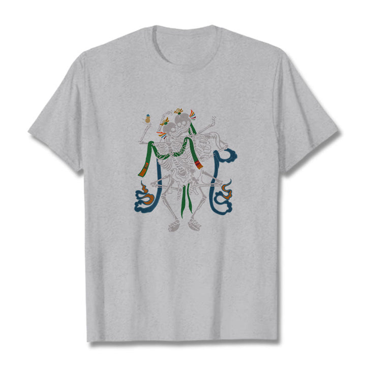 Buddha Stones Tibetan The Lord Of The Corpse Forest Design Tee T-shirt - Light Grey - 2XL - image 21