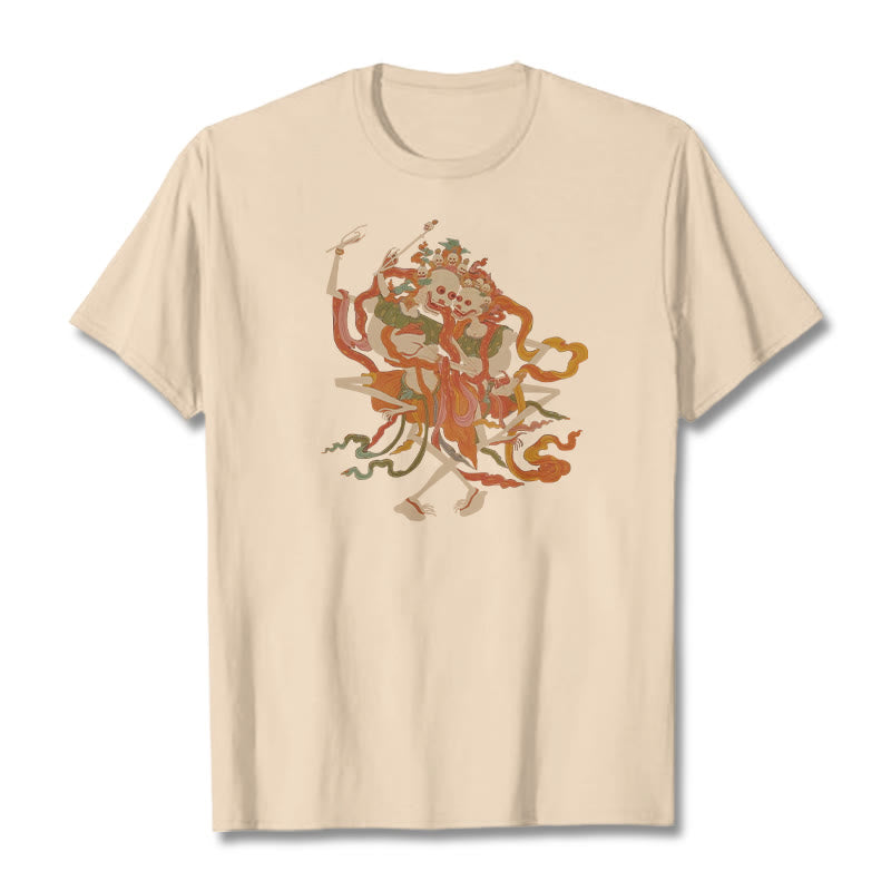 Buddha Stones Tibetan Colorful The Lord Of The Corpse Forest Pattern Tee T-shirt - Bisque - 2XL - image 0