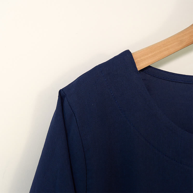 Buddha Stones Casual Dandelion Long Sleeve Round Neck Shirt Cotton Linen Women's Shirts - image 2