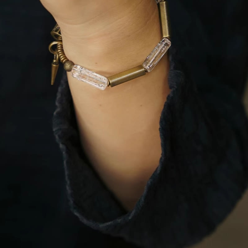 Buddha Stones Copper Square White Crystal Luck Bracelet - image 5