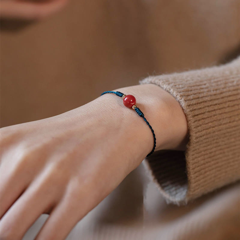 Buddha Stones Handmade String Cinnabar Buckle Blessing Bracelet - image 3
