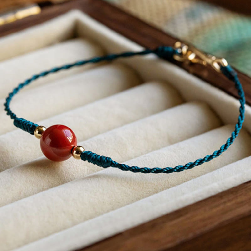 Buddha Stones Handmade String Cinnabar Buckle Blessing Bracelet - image 1