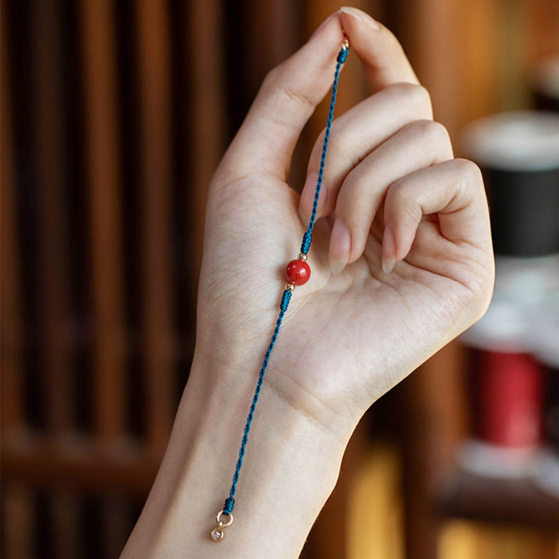 Buddha Stones Handmade String Cinnabar Buckle Blessing Bracelet - image 7