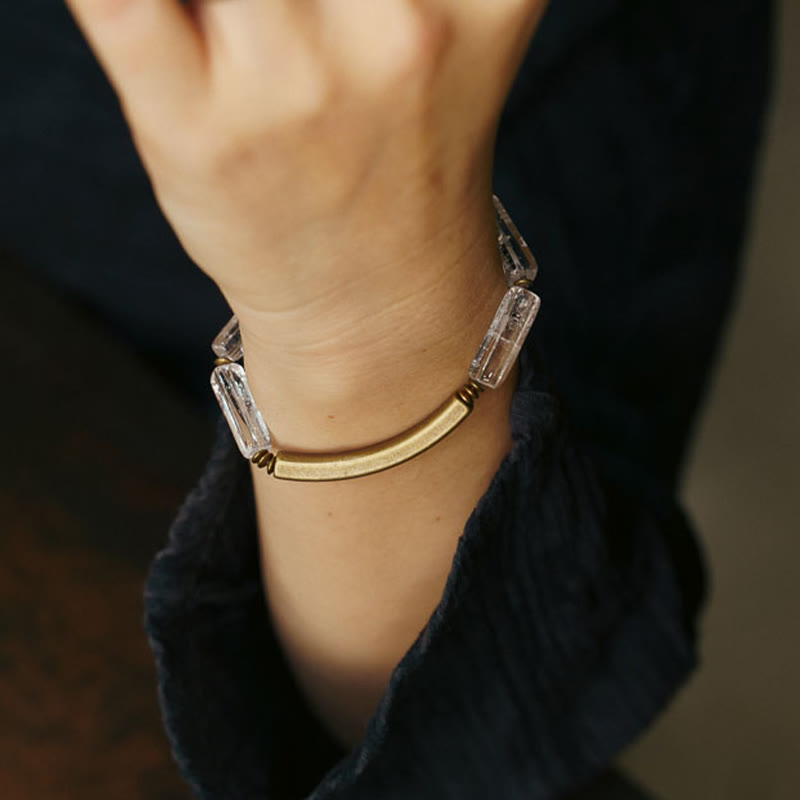 Buddha Stones Square White Crystal Copper Luck Healing Bracelet - image 5