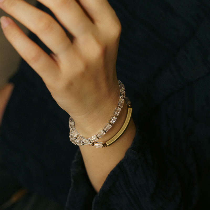 Buddha Stones Square White Crystal Copper Luck Bracelet - image 4