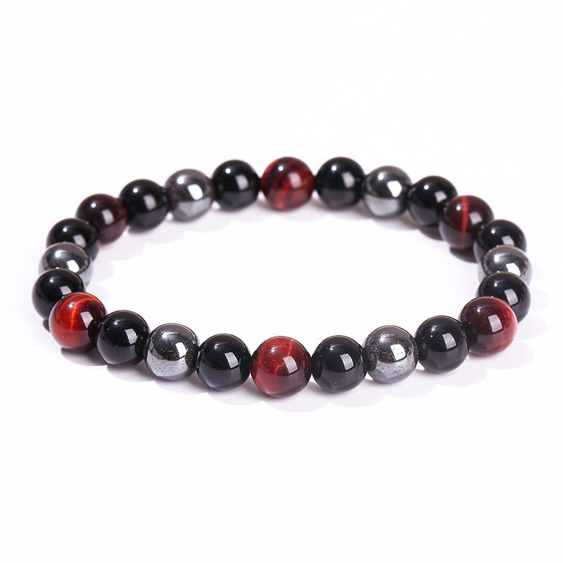 Buddha Stones Natural Tiger's Eye Obsidian Hematite Positive Powerful Bracelet - image 17