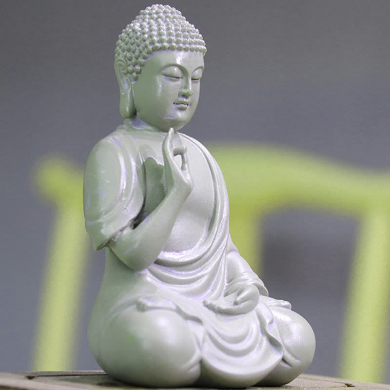 Buddha Stones Small Meditation Prayer Resin Buddha Statue Compassion Home Desk Decoration - image 2