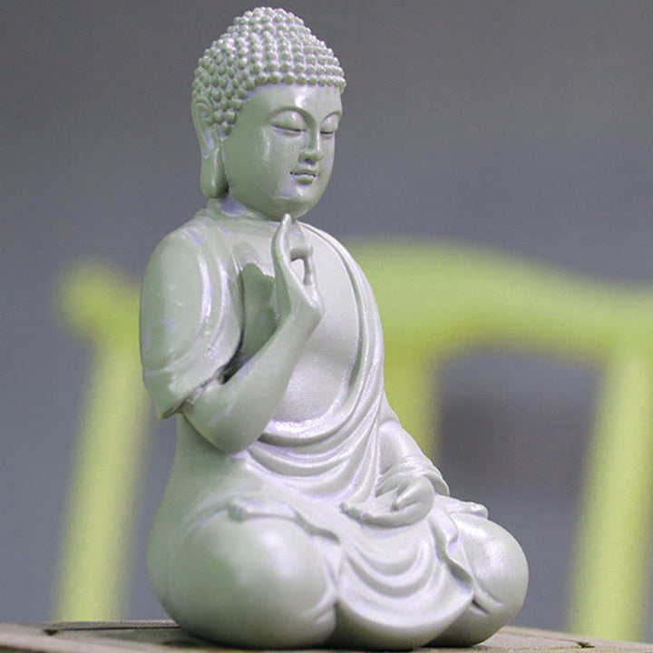 Buddha Stones Small Meditation Prayer Resin Buddha Statue Compassion Home Desk Decoration - image 2