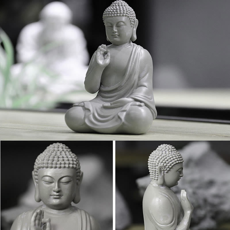 Buddha Stones Small Meditation Prayer Resin Buddha Statue Compassion Home Desk Decoration - image 4