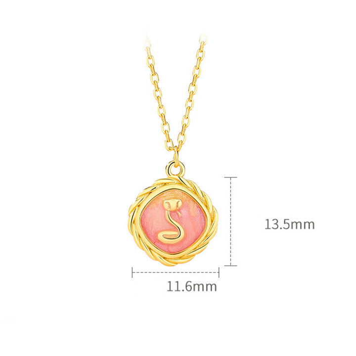 Buddha Stones 925 Sterling Silver Year Of The Snake Golden Snake Luck Bracelet Necklace Pendant - image 2