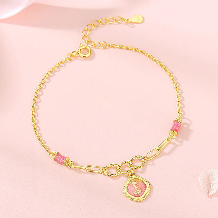 Buddha Stones 925 Sterling Silver Year Of The Snake Golden Snake Luck Bracelet Necklace Pendant - Gold Snake Bracelet (Wrist Circumference: 14-17cm) - image 5