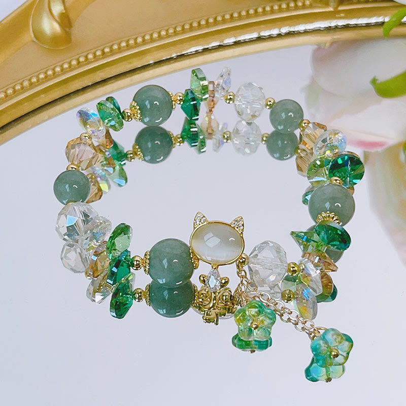 Buddha Stones Amethyst Green Crystal Red Crystal Cat Balance Bracelet - image 9
