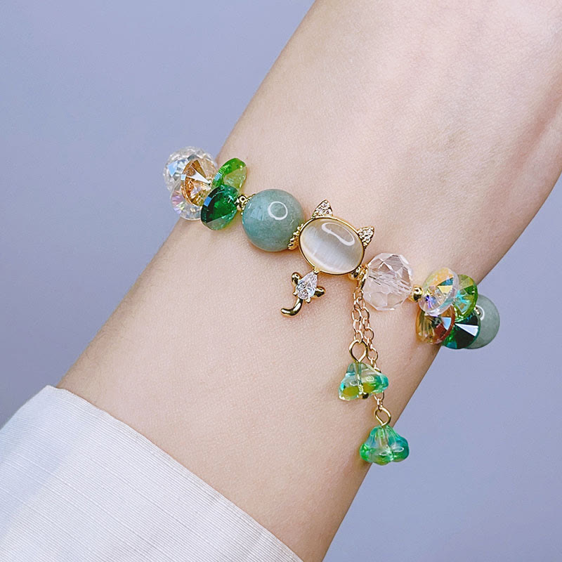 Buddha Stones Amethyst Green Crystal Red Crystal Cat Balance Bracelet - image 12