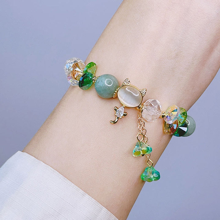 Buddha Stones Amethyst Green Crystal Red Crystal Cat Balance Bracelet - image 12