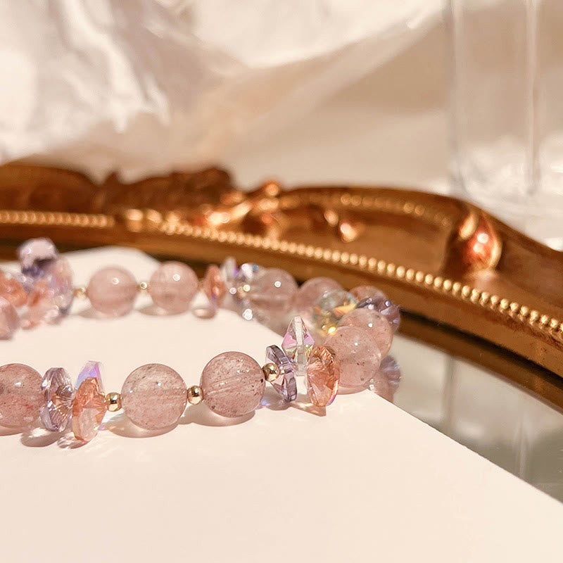 Buddha Stones Strawberry Quartz Crystal Gourd Positive Bracelet - image 14