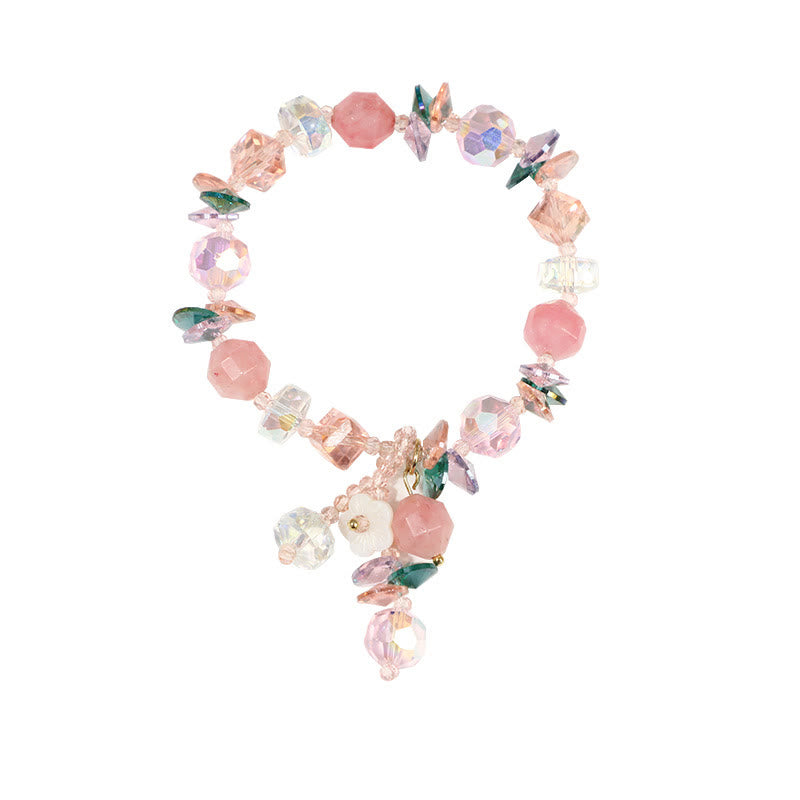 Buddha Stones Pink Crystal Green Crystal White Crystal Flower Warmth Bracelet - image 21