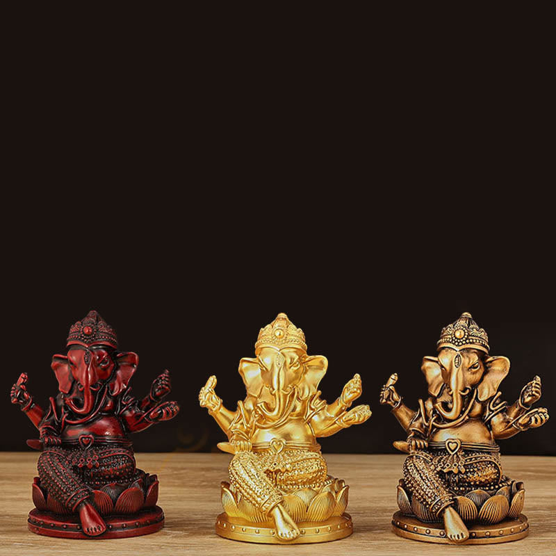 Buddha Stones Mini Small Ganesh Ganpati Elephant Meditation Statue Reflection Home Resin Decoration - image 1