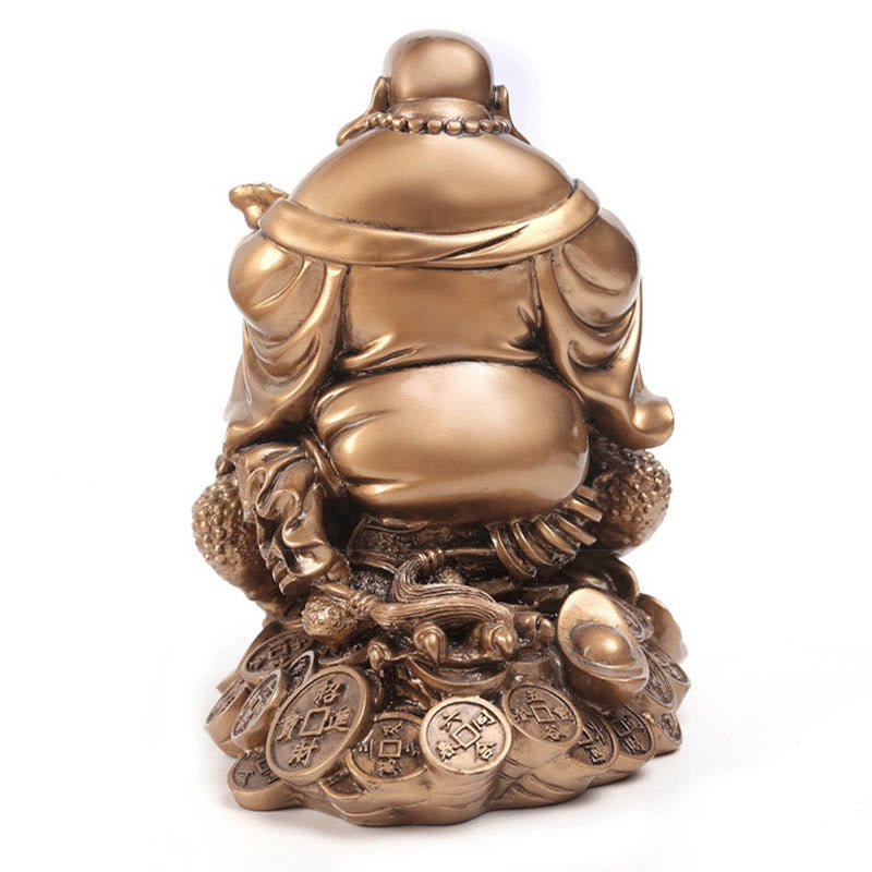 Buddha Stones Laughing Buddha Feng Shui Frog Toad Copper Coins Attract Wealth Resin Statue Home Decoration - image 15