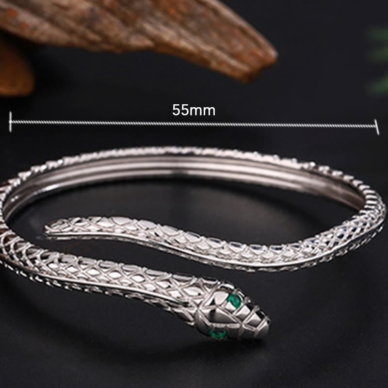 Buddha Stones 999 Sterling Silver Snake Shape Year Of The Snake Blessing Bracelet - image 5