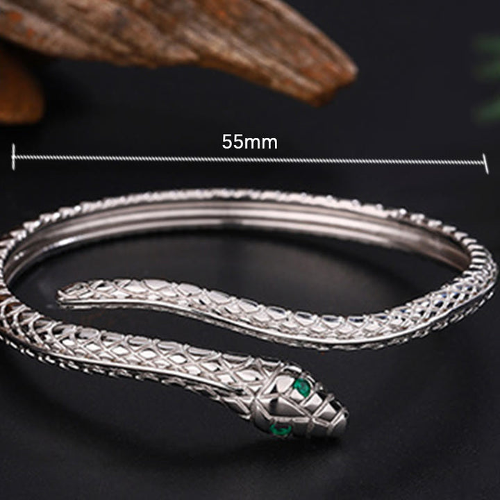 Buddha Stones 999 Sterling Silver Snake Shape Year Of The Snake Blessing Bracelet - image 5