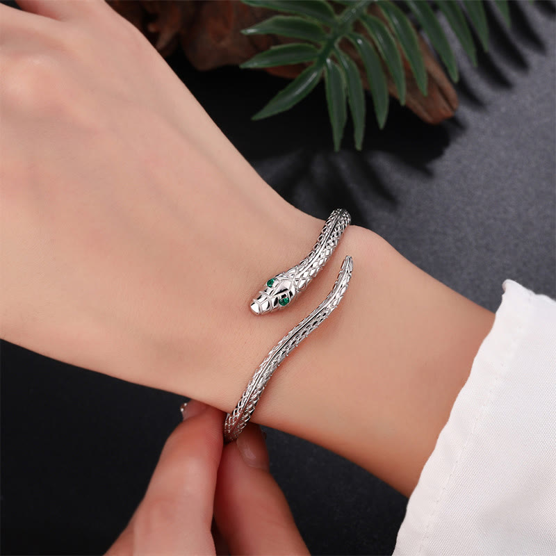 Buddha Stones 999 Sterling Silver Snake Shape Year Of The Snake Blessing Bracelet - image 11