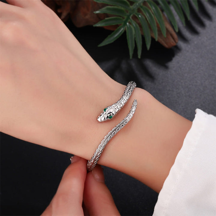 Buddha Stones 999 Sterling Silver Snake Shape Year Of The Snake Blessing Bracelet - image 11