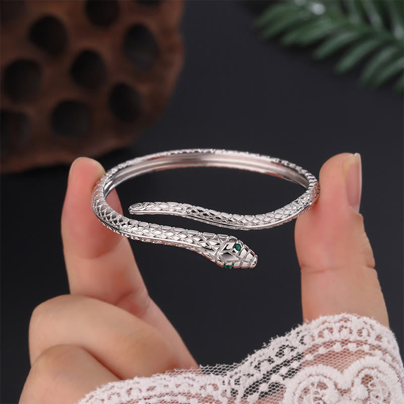 Buddha Stones 999 Sterling Silver Snake Shape Year Of The Snake Blessing Bracelet - image 9