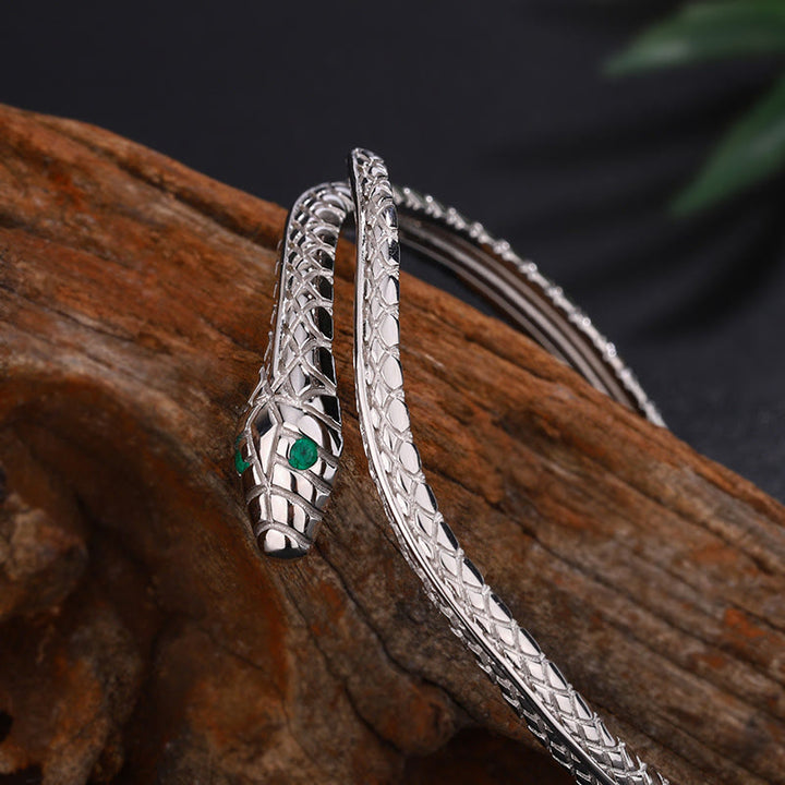 Buddha Stones 999 Sterling Silver Snake Shape Year Of The Snake Blessing Bracelet - image 2