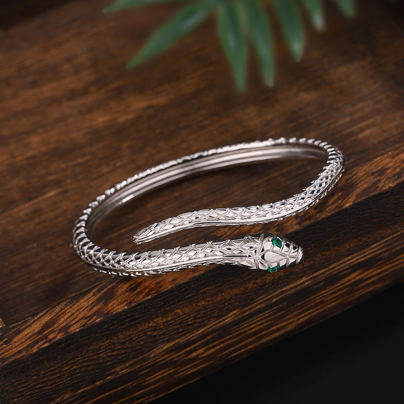 Buddha Stones 999 Sterling Silver Snake Shape Year Of The Snake Blessing Bracelet - image 10
