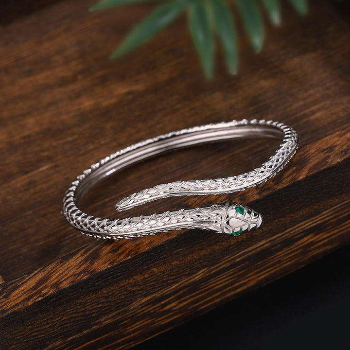 Buddha Stones 999 Sterling Silver Snake Shape Year Of The Snake Blessing Bracelet - image 10