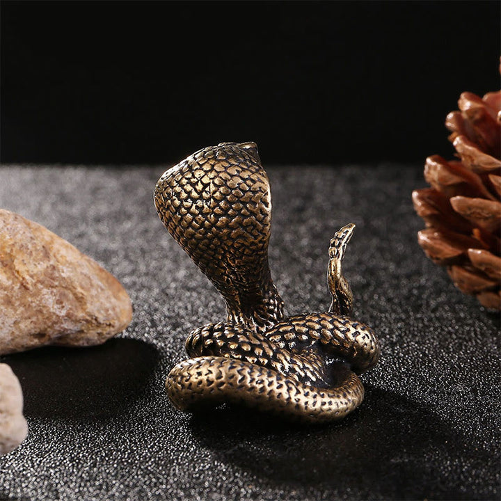 Buddha Stones Mini Small Year of the Snake Cobra Brass Copper Home Decoration - image 2