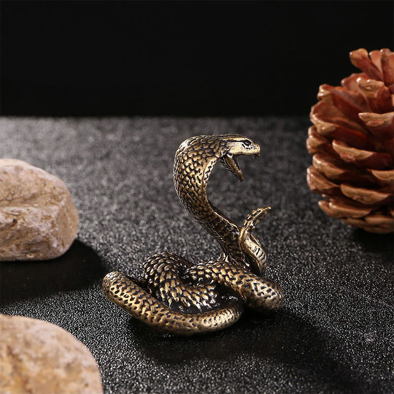 Buddha Stones Mini Small Year of the Snake Cobra Brass Copper Home Decoration - image 3