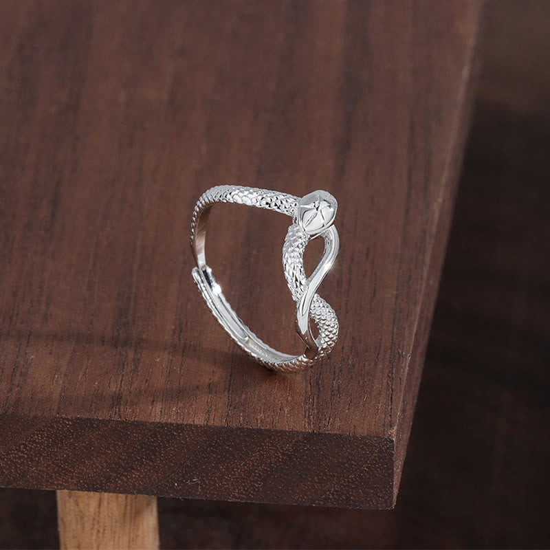 Buddha Stones 925 Sterling Silver Year Of The Snake Calm Ring - White Adjustable(Inner Diameter 11mm-19mm) - image 0