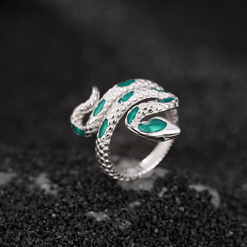 Buddha Stones 925 Sterling Silver Year Of The Snake Adjustable Open Blessing Ring - image 2