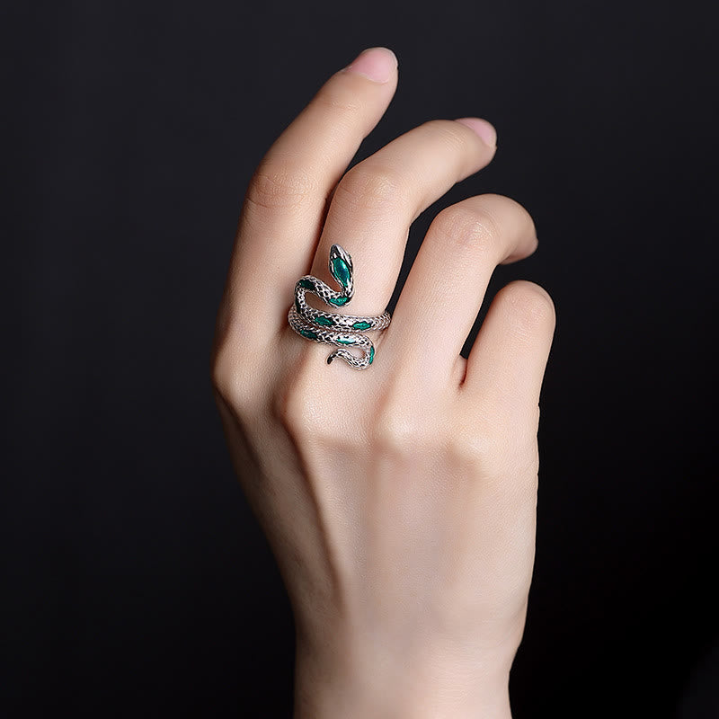 Buddha Stones 925 Sterling Silver Year Of The Snake Adjustable Open Blessing Ring - image 3