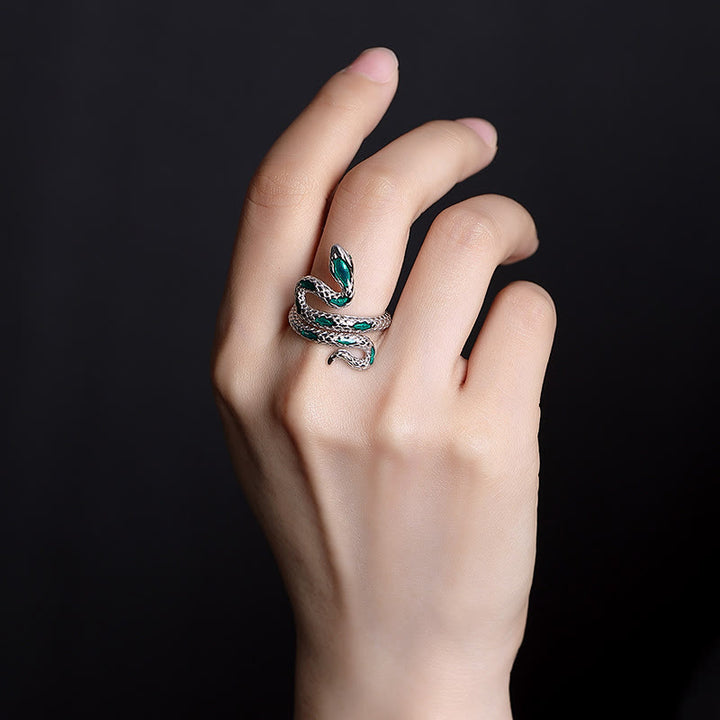 Buddha Stones 925 Sterling Silver Year Of The Snake Adjustable Open Blessing Ring - image 3