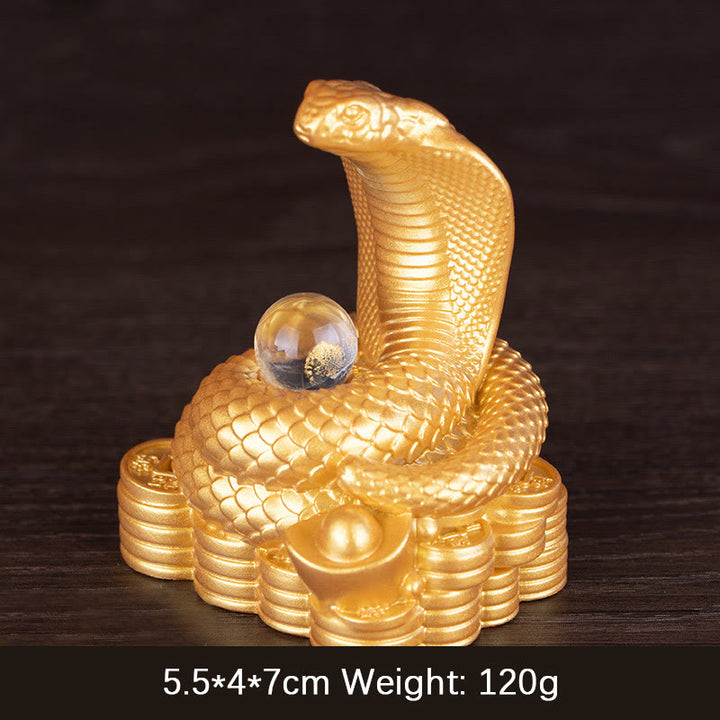 Buddha Stones Year Of The Snake Ingots Copper Coins Ball Wealth Resin Statue Home Decoration - Small Golden Ingot Snake 5.5*4*7cm - image 1