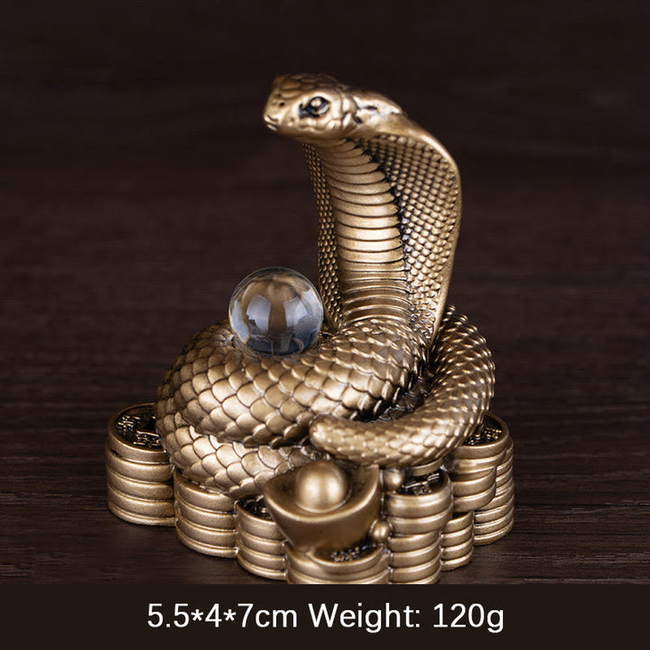 Buddha Stones Year Of The Snake Ingots Copper Coins Ball Wealth Resin Statue Home Decoration - Small Bronze Ingot Snake 5.5*4*7cm - image 2