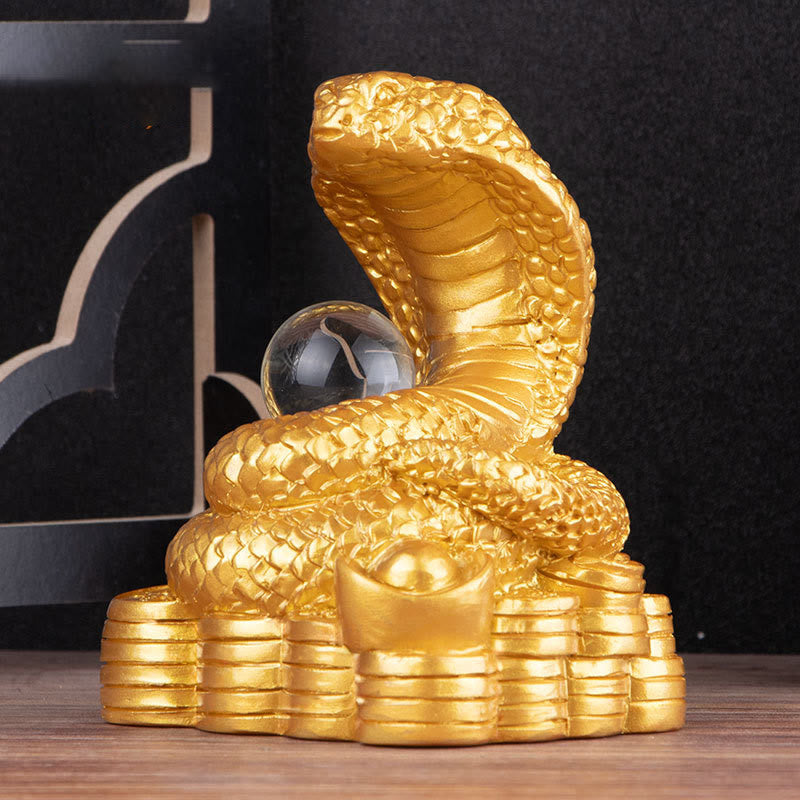 Buddha Stones Year Of The Snake Ingots Copper Coins Ball Wealth Resin Statue Home Decoration - image 0