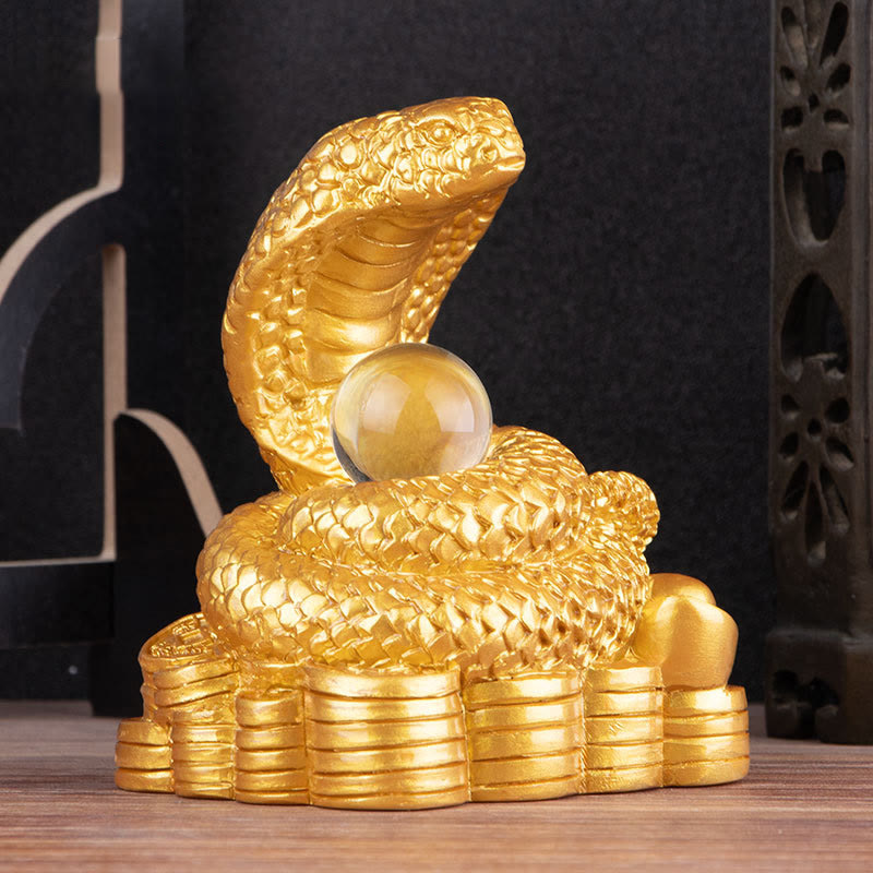 Buddha Stones Year Of The Snake Ingots Copper Coins Ball Wealth Resin Statue Home Decoration - image 4