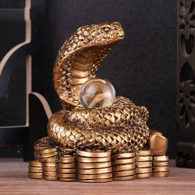 Buddha Stones Year Of The Snake Ingots Copper Coins Ball Wealth Resin Statue Home Decoration - image 6