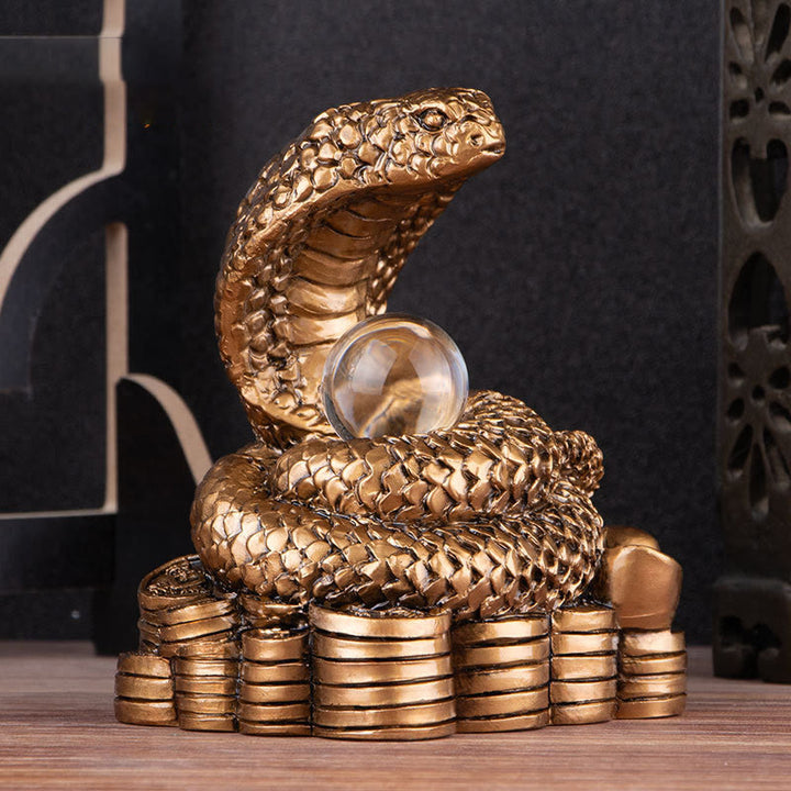 Buddha Stones Year Of The Snake Ingots Copper Coins Ball Wealth Resin Statue Home Decoration - image 6