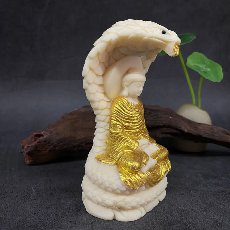 Buddha Stones Tathagata Shakyamuni Snake Lotus Ivory Fruit Meditation Statue Serenity Home Decoration - image 7