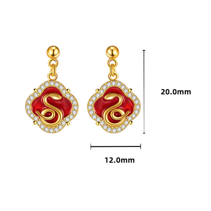 Buddha Stones 925 Sterling Silver Year Of The Snake Blessing Earrings - image 3