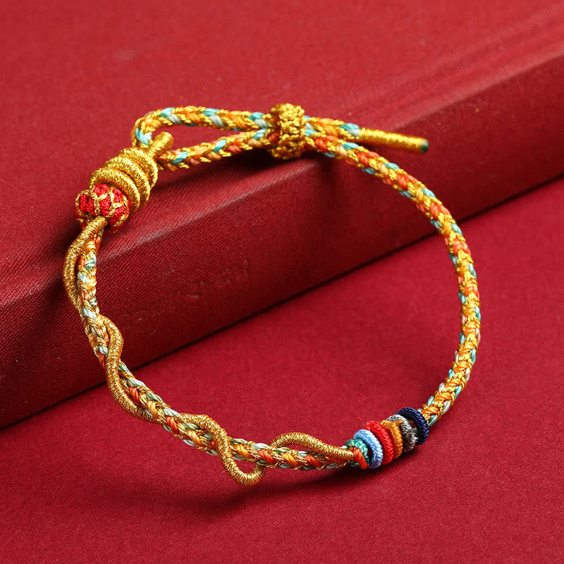 Buddha Stones Yellow String Year Of The Snake Protection Braided Bracelet - image 1