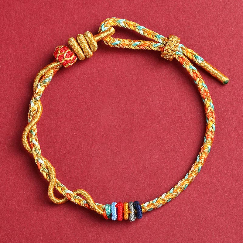 Buddha Stones Yellow String Year Of The Snake Protection Braided Bracelet - Colorful String(Wrist Circumference: 15-23cm) - image 0