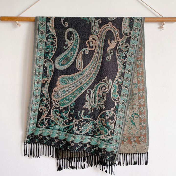 Buddha Stones Tibetan Cashew Flower Tassel Shawl Fall Winter Cozy Travel Scarf Wrap - image 7