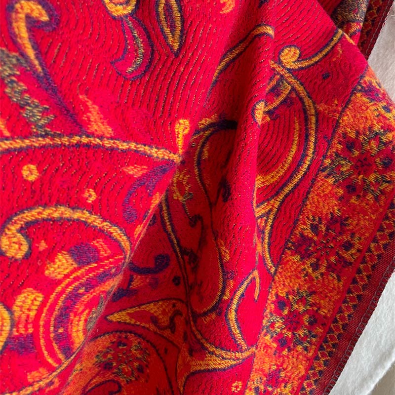 Buddha Stones Tibetan Cashew Flower Tassel Shawl Fall Winter Cozy Travel Scarf Wrap - image 13