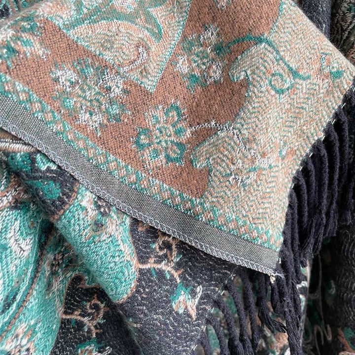 Buddha Stones Tibetan Cashew Flower Tassel Shawl Fall Winter Cozy Travel Scarf Wrap - image 4